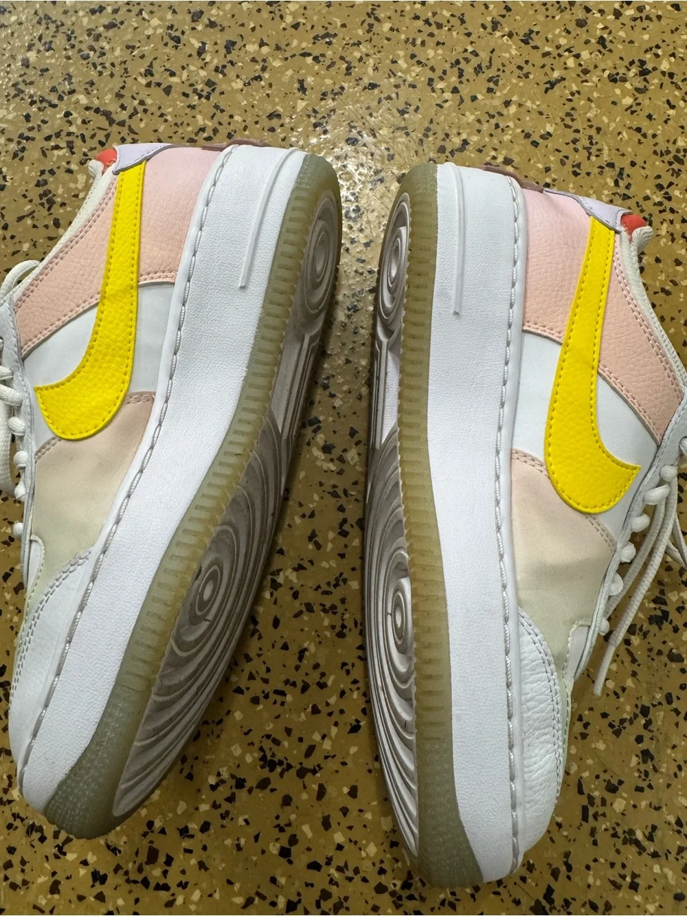 Nike Kids White Sneakers with Pink, Orange and Yellow Accents